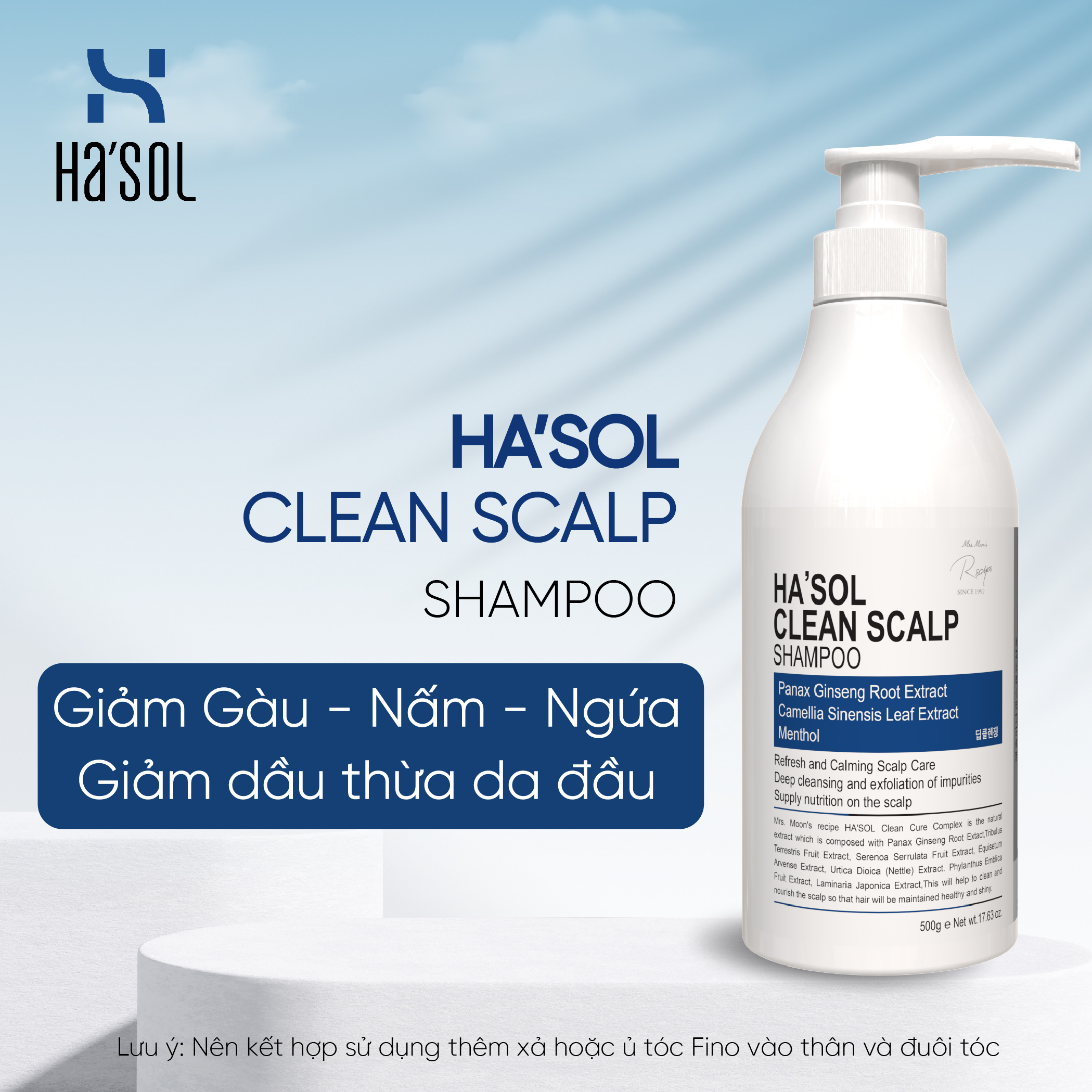 Dầu gội giảm Gàu - Nấm - Ngứa Ha'sol Clean Scalp 500g (Màu Xanh)